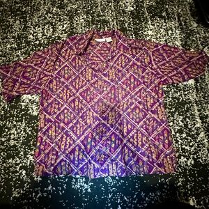 Vintage Silvercord Purple, Gold, Green Button Down Shirt Size 10